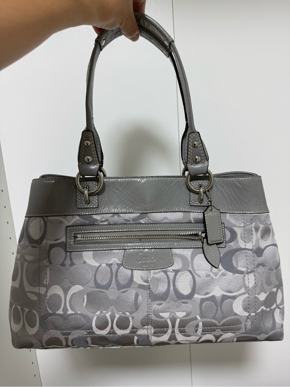Coach Grey Signature Jacquard Shoulder Tote